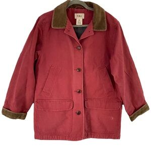 L.L. Bean Rust Red Corduroy Collar Barn Chore Coat Medium